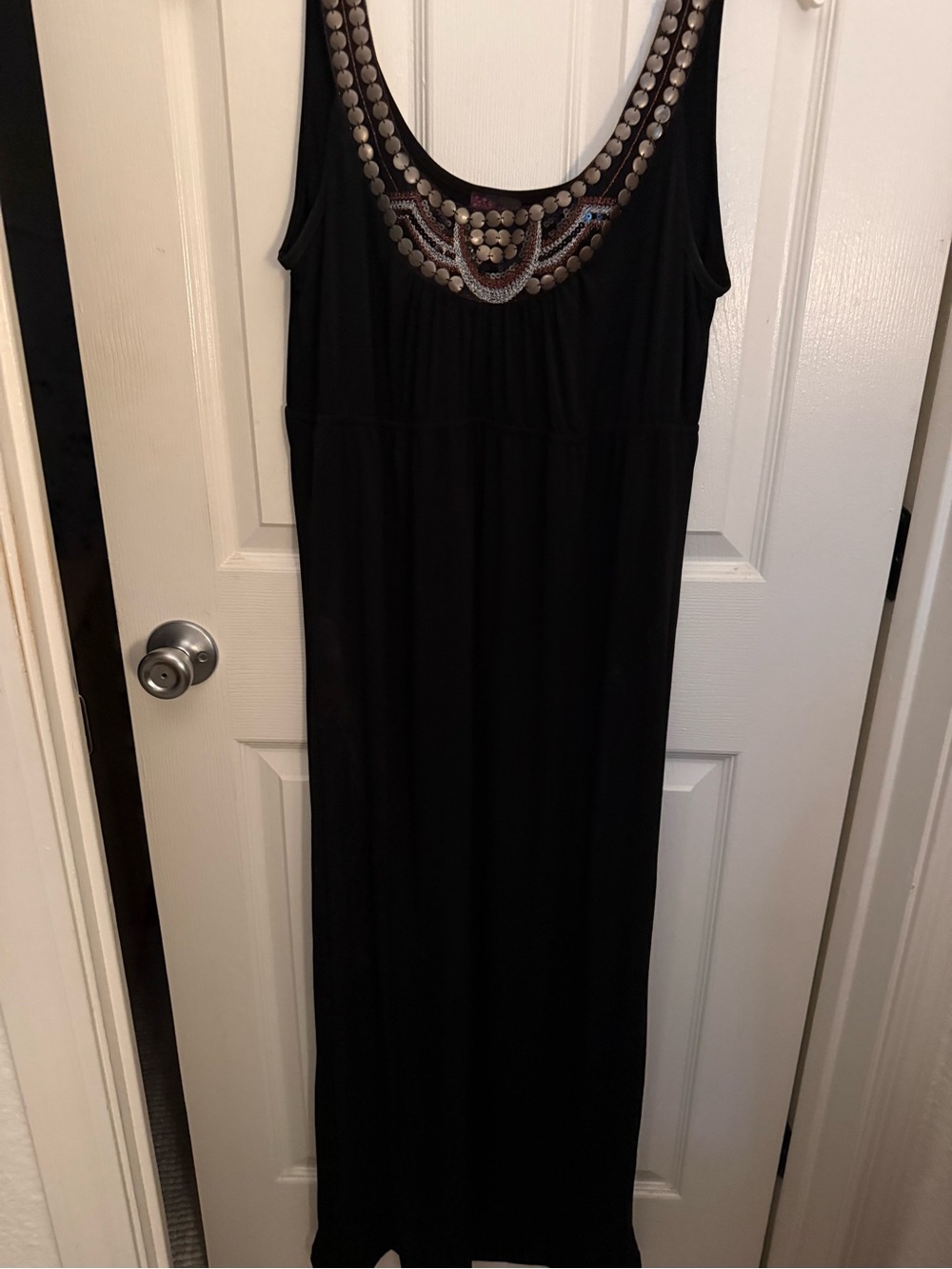 Black Embellished Scoop Neck Maxi Dress